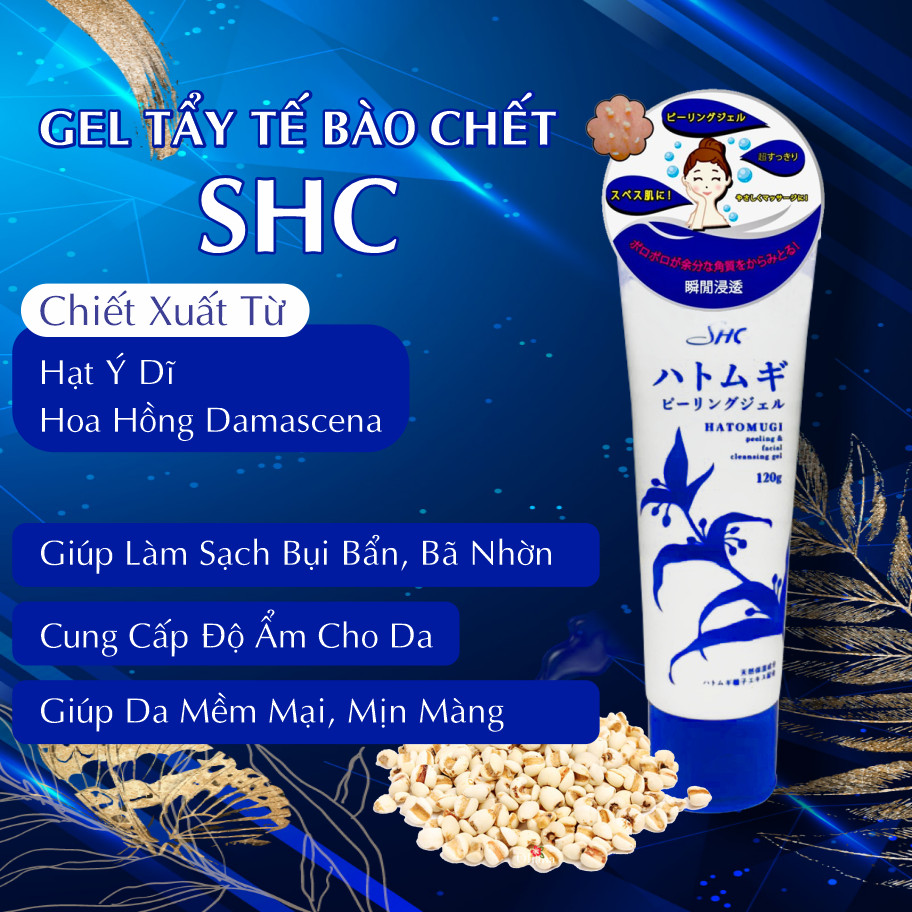 Gel Tẩy Tế Bào Chết SHCI Hatomugi Làm Sạch Sâu Chiết Xuất Hạt Ý Dĩ Dành Cho Da Mặt Tuýp 120g (Combo 120g Và Set 24ml)