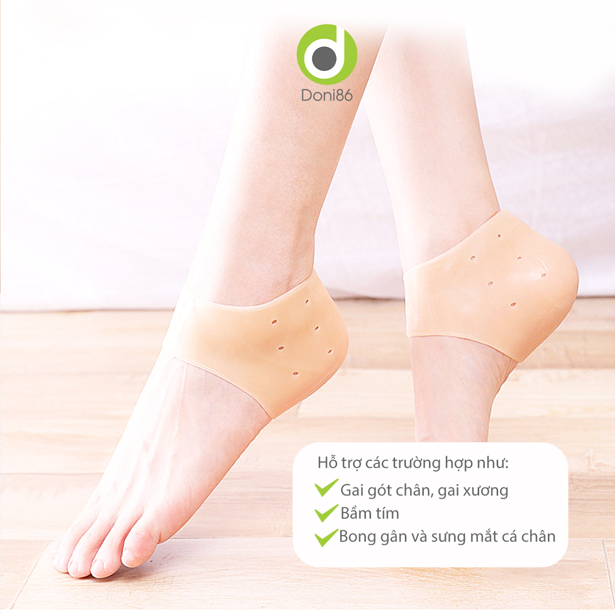 Vớ bọc gót chân silicone chống nứt nẻ chống bong tróc da, bảo vệ gót - Doni - DOPK68