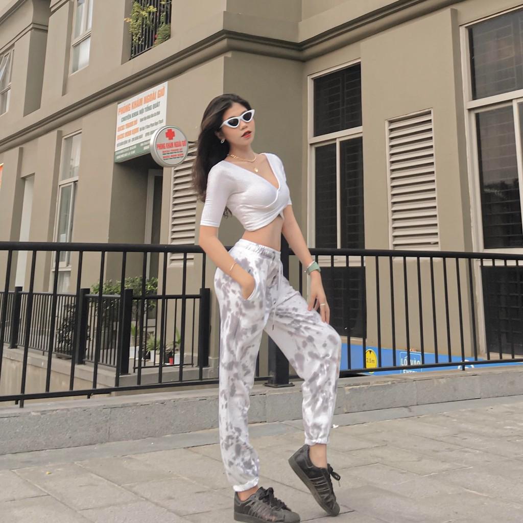 Quần bo chun loang màu HOT TREND - HÌNH + CLIP THẬT 100%