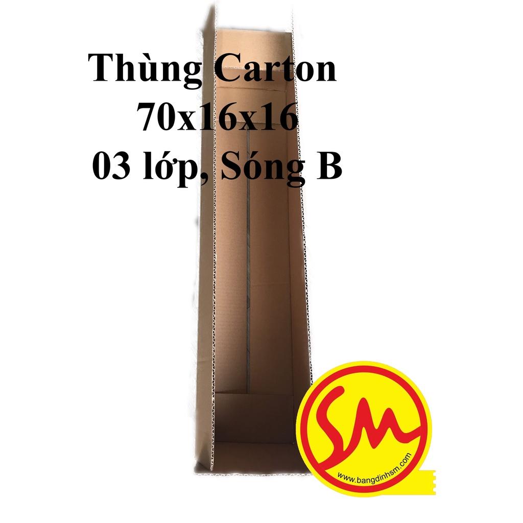 THÙNG CARTON, HỘP CARTON GIÁ RẺ sóng B 3 lớp size 70x16x16 chuyên dùng ĐÓNG GÓI CÁC SẢN PHẨM, VẬN CHUYỂN DỄ DÀNG