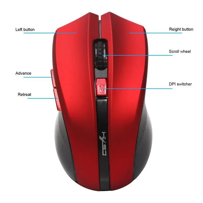 Chuột Gaming HXSJ X50 Không Dây 2.4Ghz 2400Dpi Chuyên Game Cho Máy Tính Laptop Màu Ngẫu Nhiên - Hàng Chính Hãng