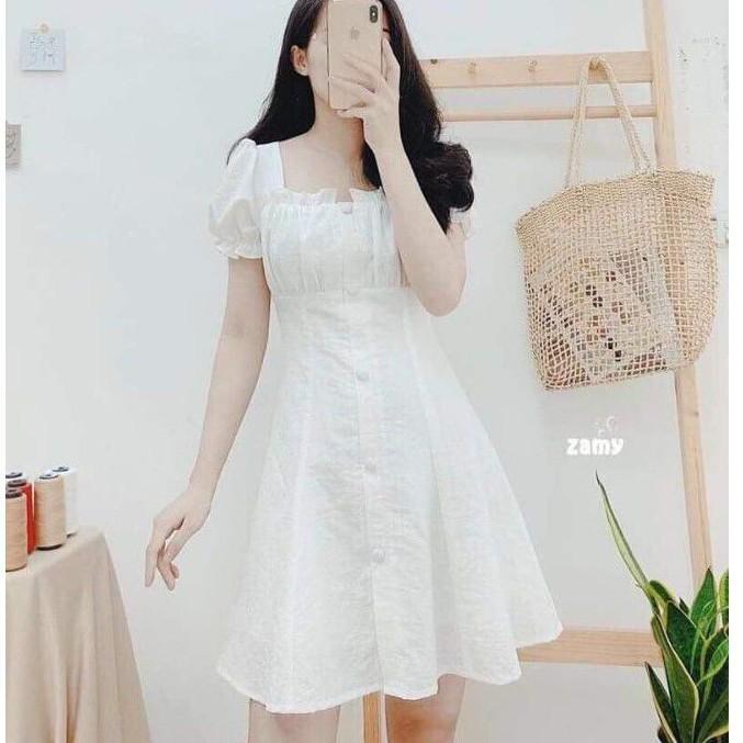 Váy Đũi Xinh Dáng Xoè Xếp Ly Ngực