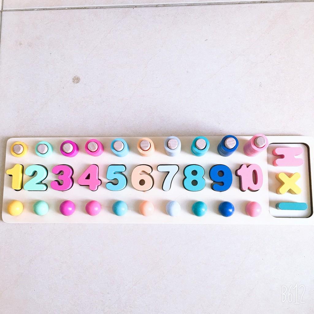 Đồ Chơi Giáo Dục, Bộ Học Đếm Bậc Thang Từ 1-10 Kèm Phép Tính Bằng Gỗ Giúp Bé Phát Triển Trí Tuệ