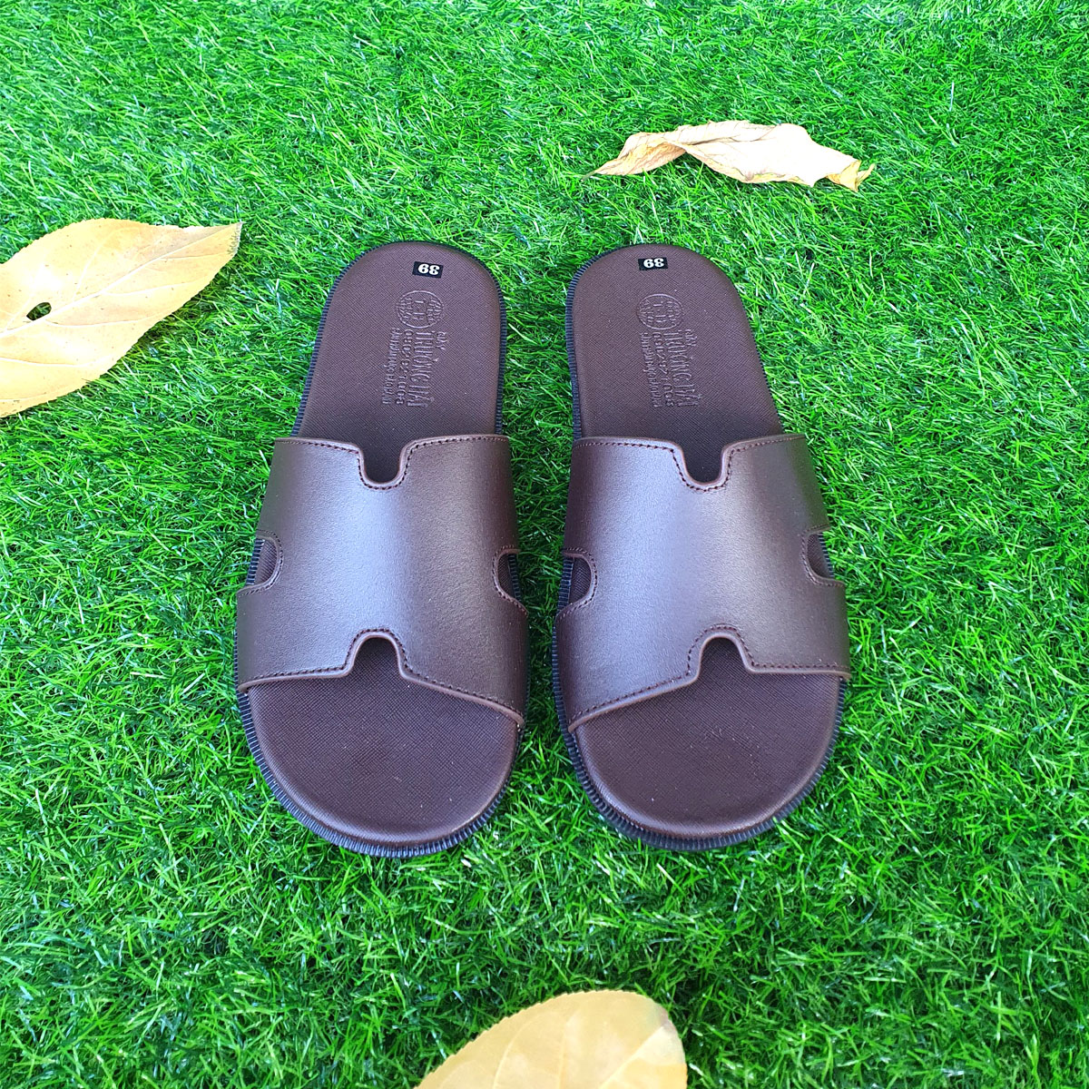 Dép nam da bò quai ngang 1 bản thời trang Trường Hải 2 màu đen,nâu DN140