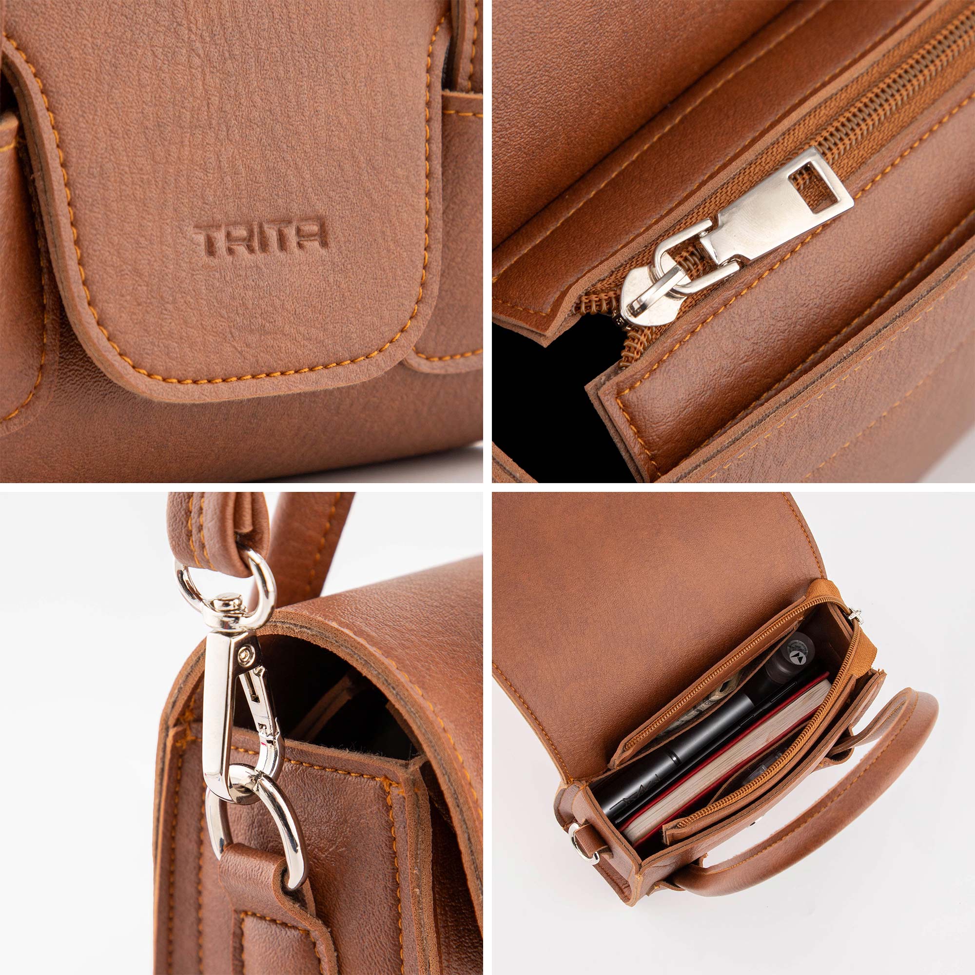 Túi Trita ( Thời trang nữ kiểu dáng quai kép size 18 - Túi đeo chéo da RHN227 )