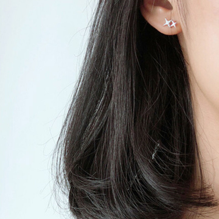 Khuyên tai bạc đẹp - Bông tai Bạc Nữ 925 ngôi sao bốn cánh