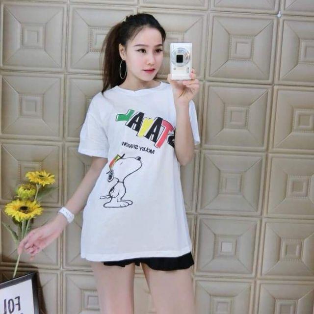 Áo thun cổ tròn - Đen,free size đến 65kg