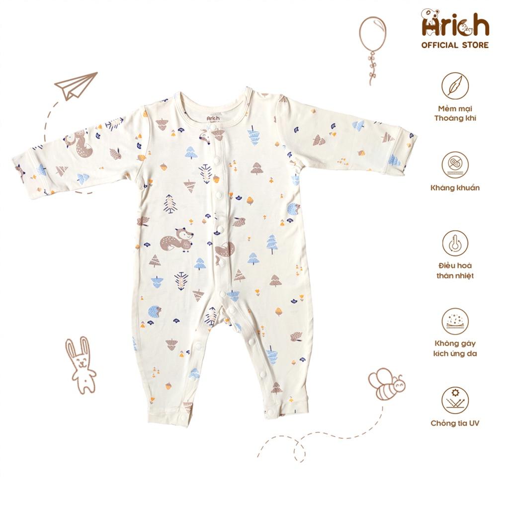 Bộ body dài tay Arich vải sợi tre (size từ newborn đến 9-12 tháng)