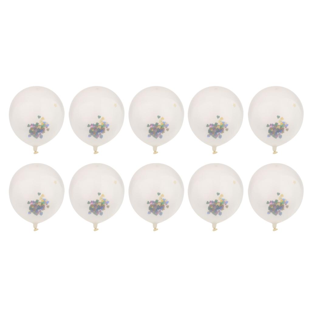 10 Clear Latex Balloons & Heart Confetti Wedding Birthday Party Decor 12in