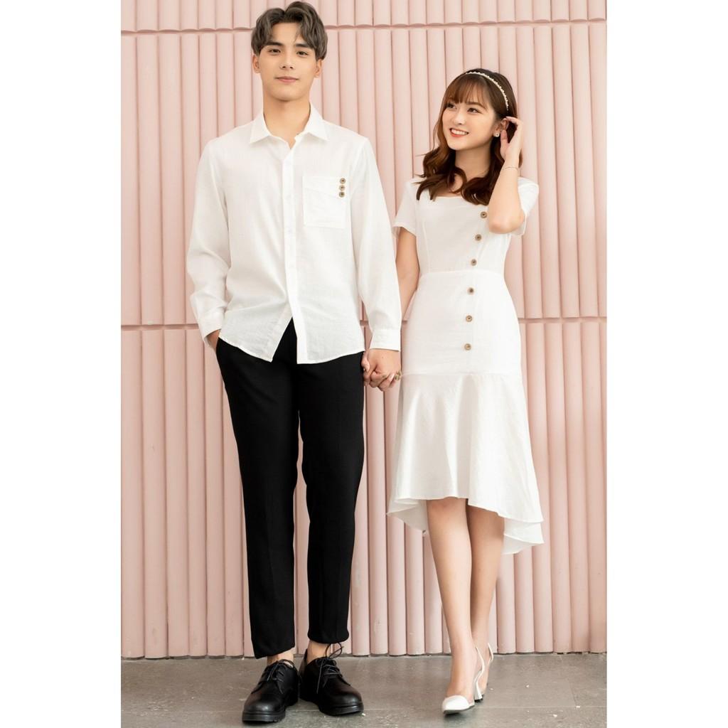 Áo cặp chụp cưới Áo đôi đẹp nam nữ hàn quốc couple cho tình nhân màu trắng AV42