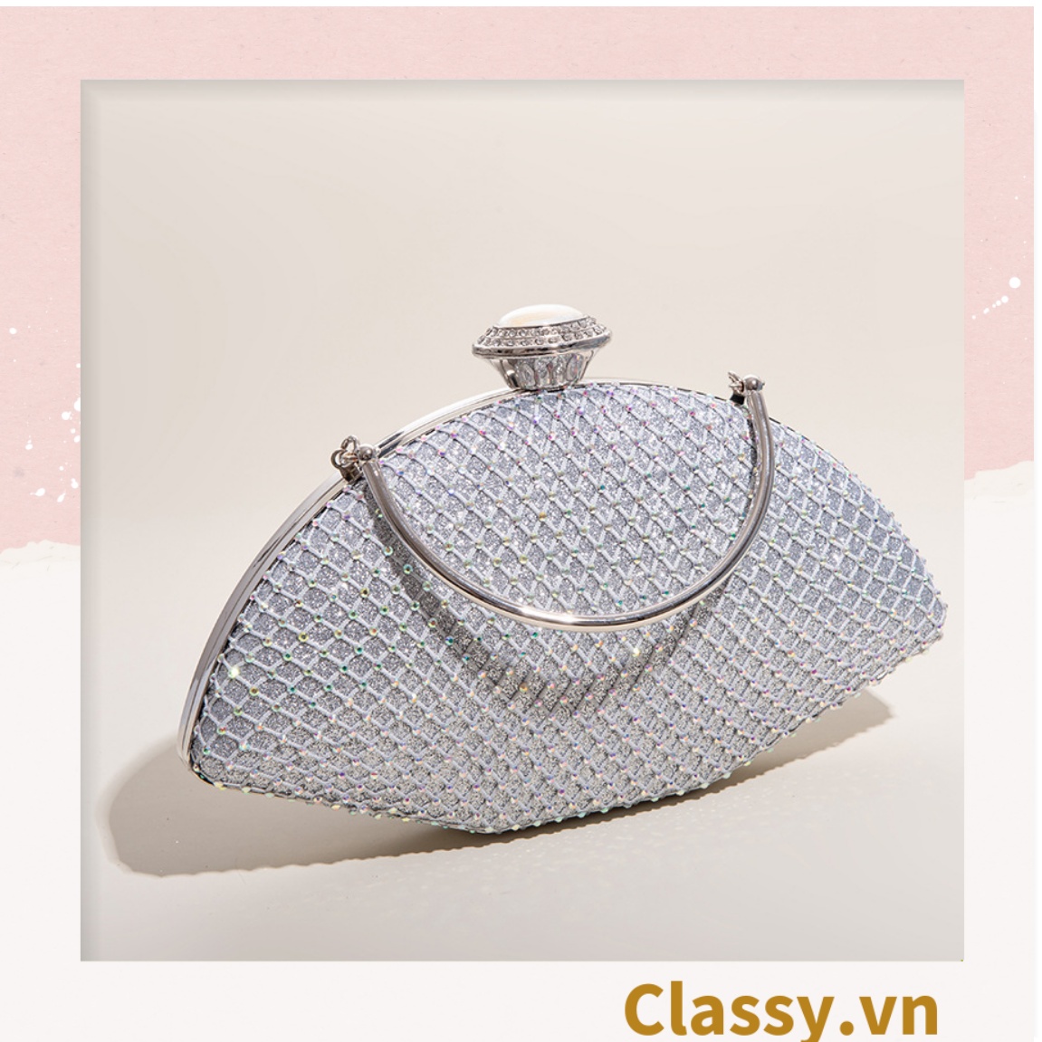 Clutch Classy cầm tay, đeo chéo hình cánh quạt xòe 23x6x12.5cm, nhiều màu thời thượng T1193