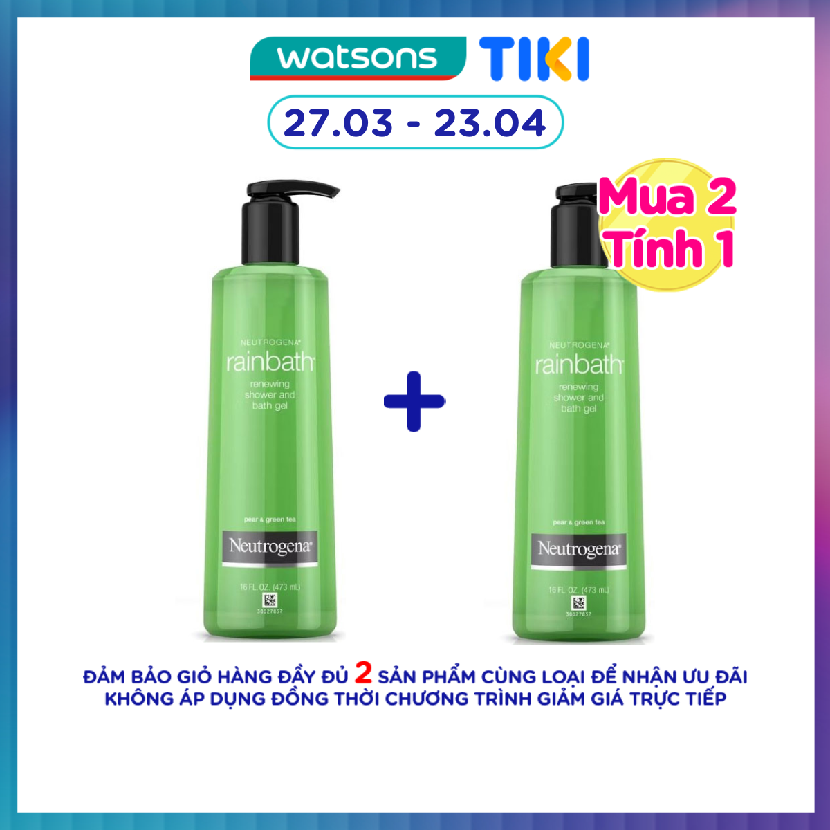 Sữa Tắm Neutrogena Rainbath Renewing Shower And Bath Gel Pear &amp; Green Tea 473ml