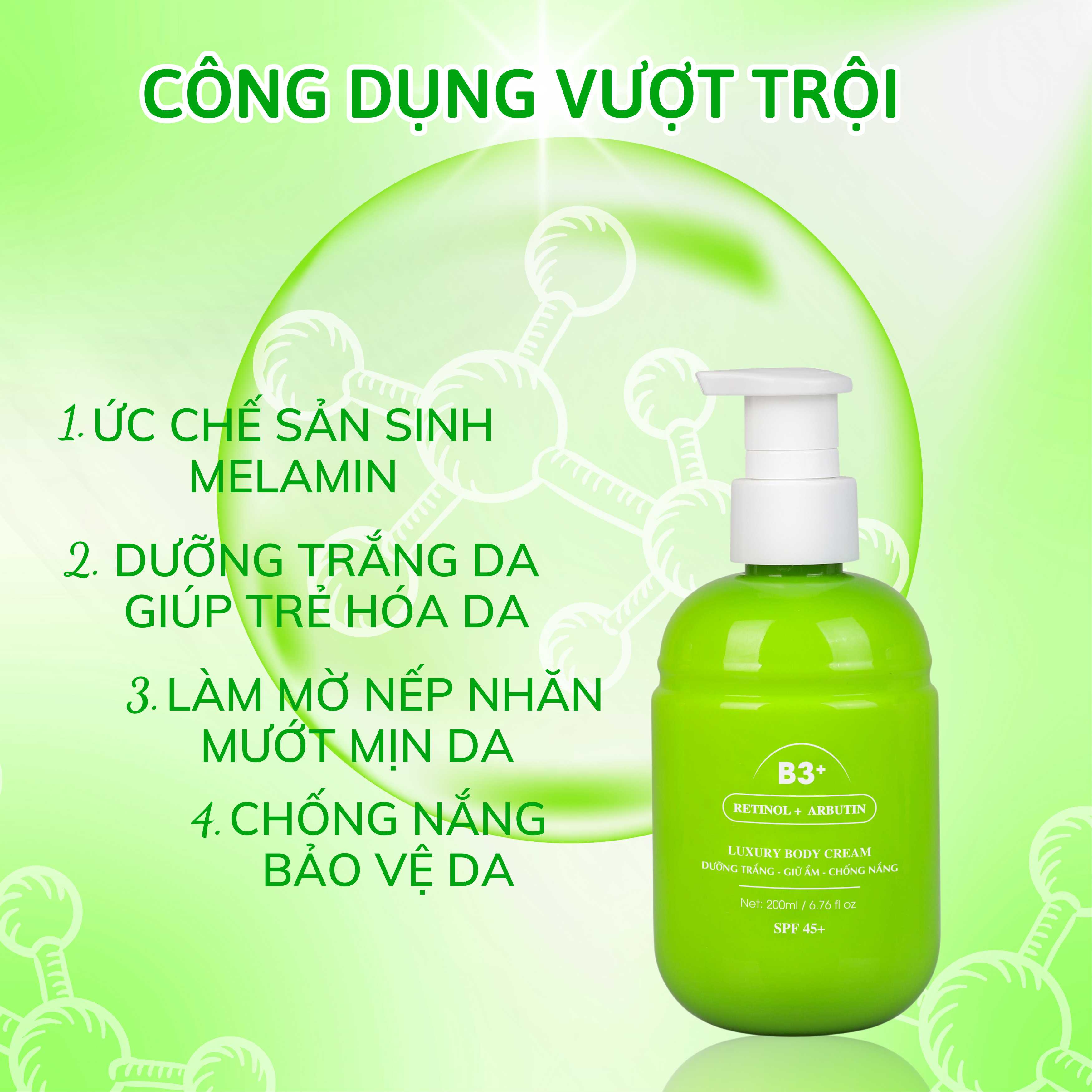 Kem Body Siêu Trắng Kén Tằm Collagen Plus+ Dưỡng Trắng Làm Mịn Da Chống Nắng 200ML