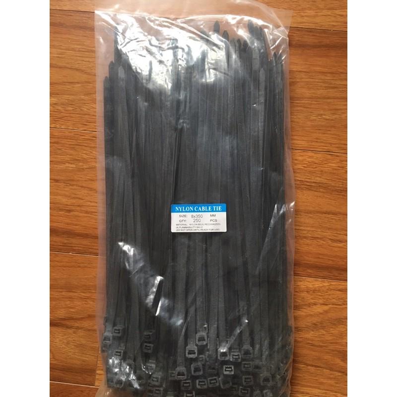Túi 250 sợi dây rút nhựa đen, dây thít đen 8x350mm 35cm bản to dày