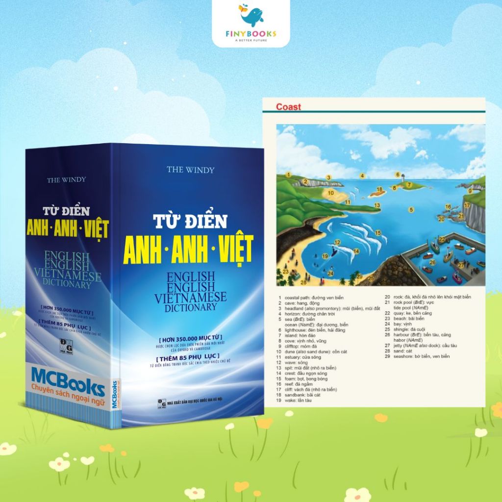 Sách - Từ Điển Anh Anh Việt Phiên Bản Bìa Mềm Màu Xanh - Giải Nghĩa Đầy Đủ Ví Dụ Phong Phú