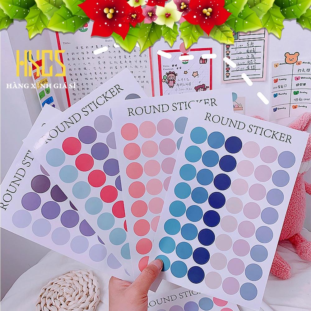 Sticker Chấm Tròn trang trí sổ planner Bullet journal họa tiết chấm tròn nhiều màu sắc