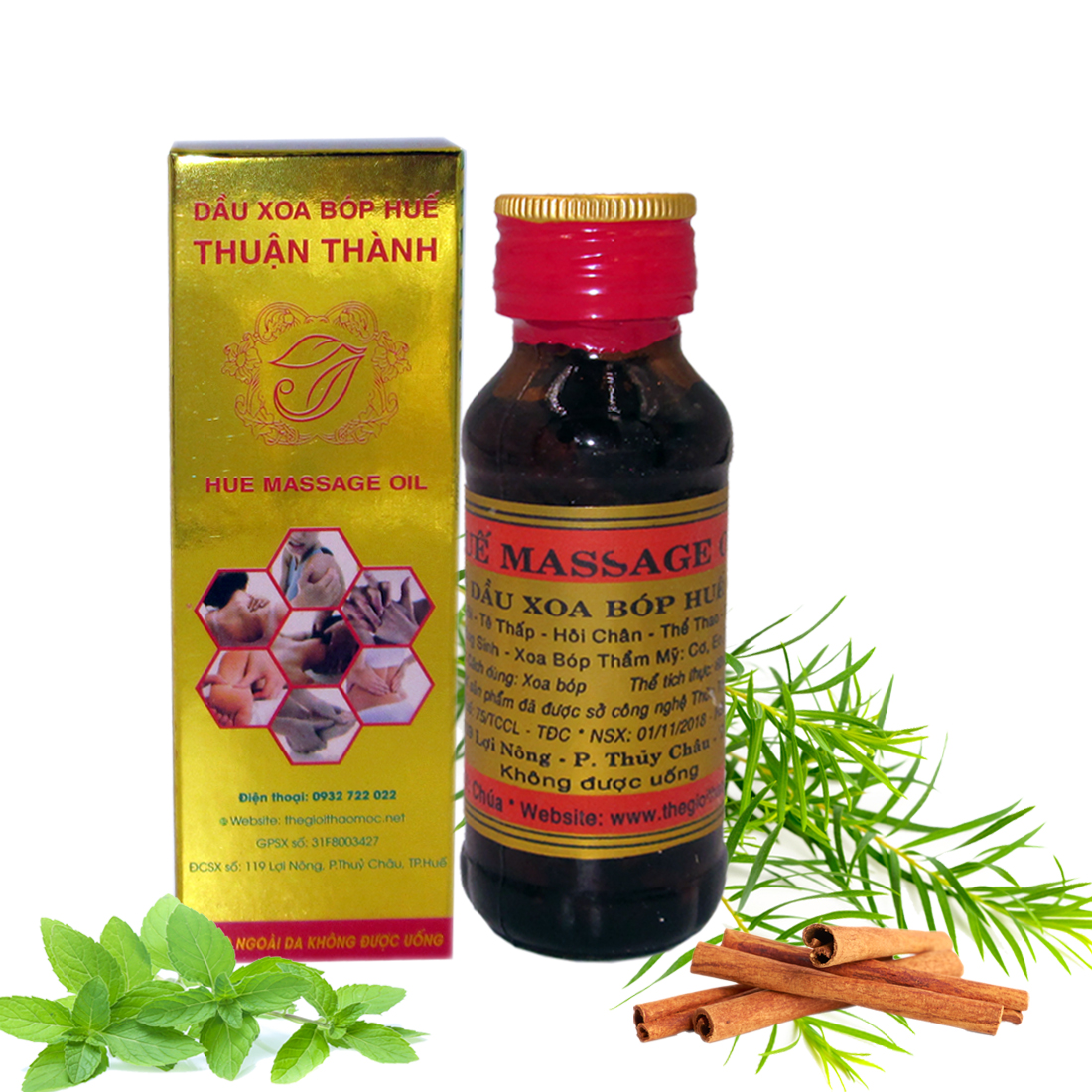 Hộp dầu Xoa bóp Massage Huế - chai 60 ml