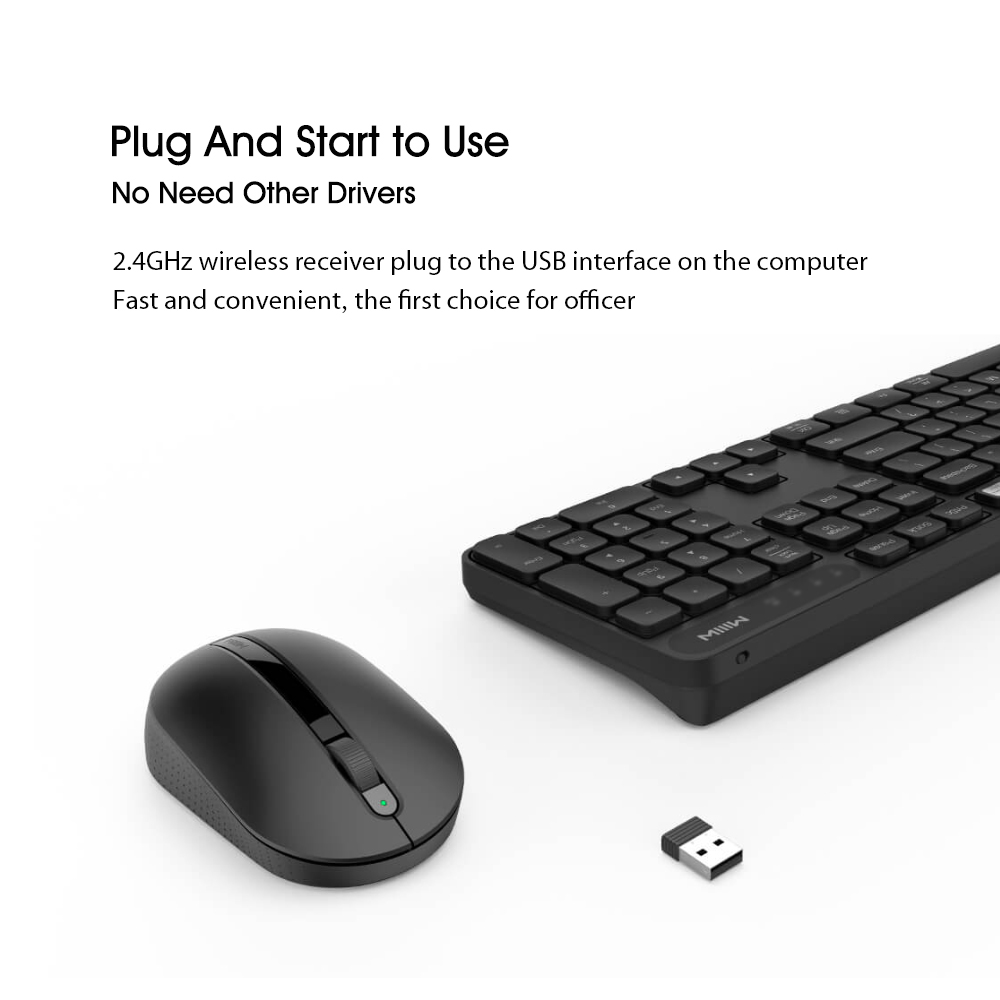 Bộ Bàn Phím Và Chuột Không Dây Xiaomi Miiiw Chống Trượt Dành Cho Máy Tính Xách Tay Keyboard And Mouse Set Wireless Office