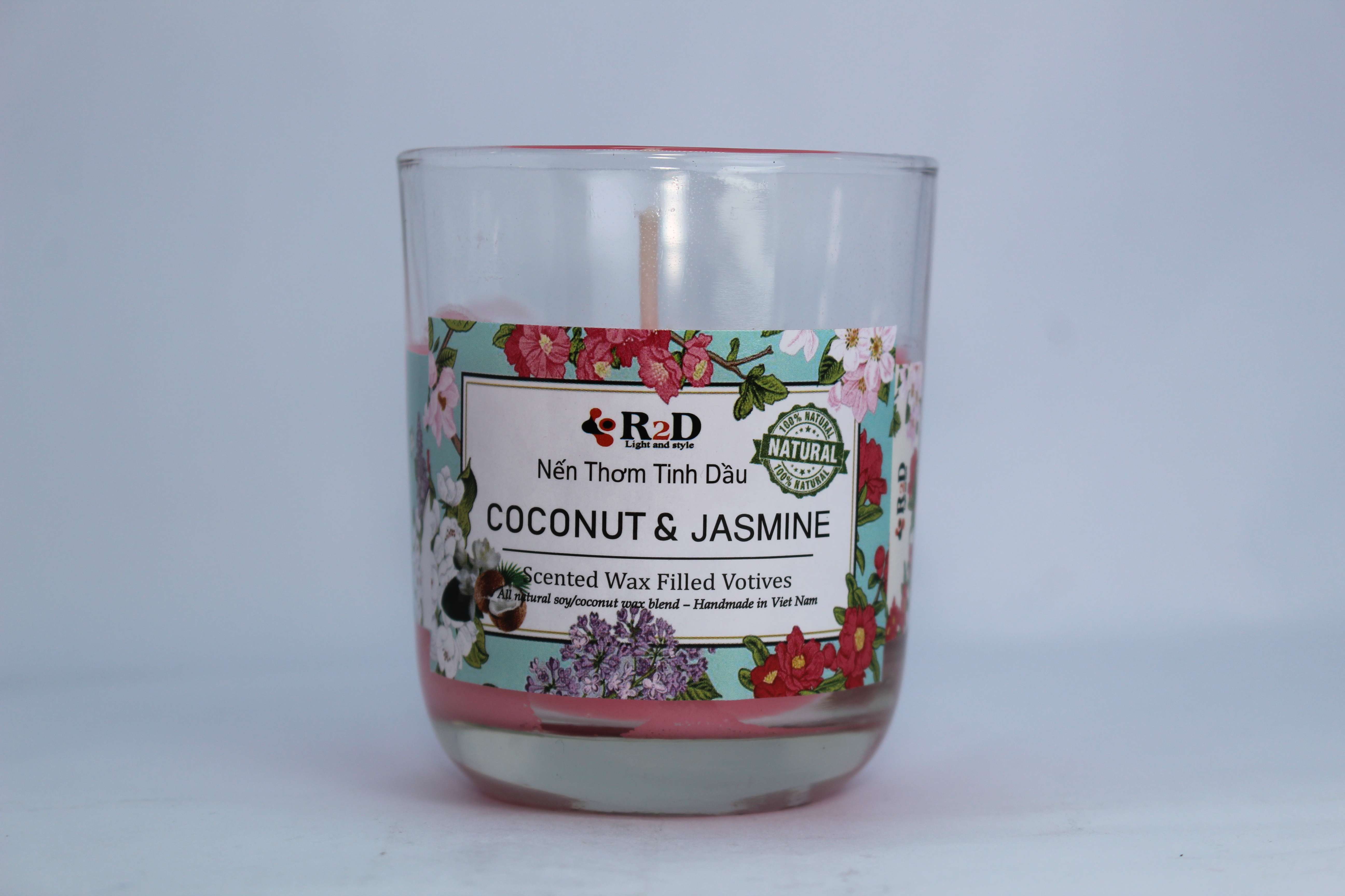 Nến Thơm, Tinh Dầu Coconut-Jasmine, Nến Thơm Thư Giãn , Chính Hãng Từ Thương Hiệu R2D, Thành Phần Tự Nhiên, Lành Tính.