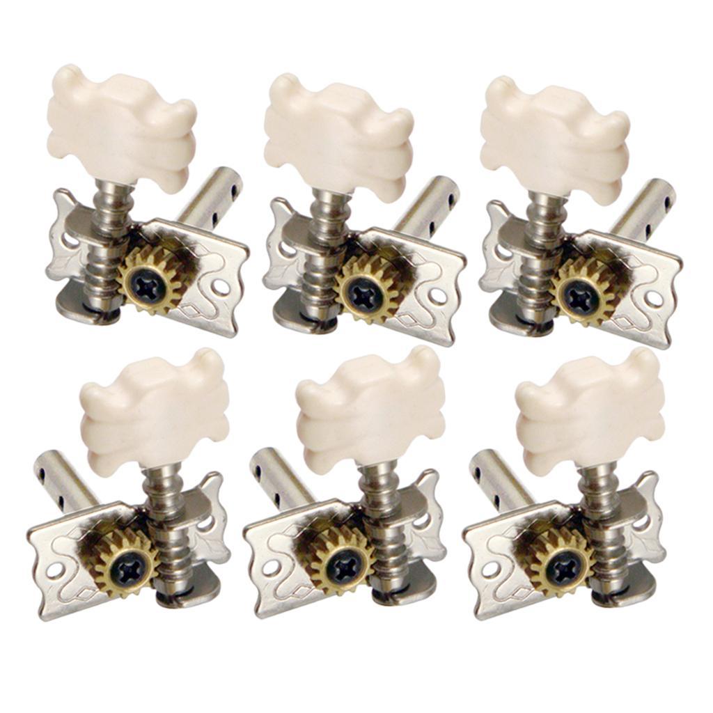 Set of 6 Classical Pegs Machine Heads with Cream Button