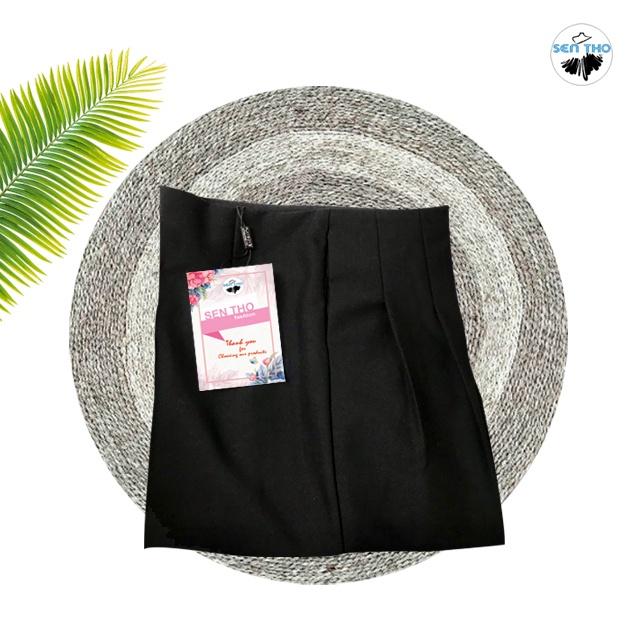 Quần Baggy Nữ Công Sở Xếp Ly Cạp Liền, Hai Khuy Chất Vải Cotton 2 Biên Nhẹ Mát Mau Đen Nâu Tây Trẻ Trung