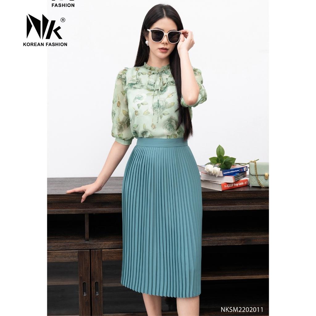 Áo Sơ Mi Công Sở Nữ NK Fashion Thiết Kế Họa Tiết Hoa Bèo, Nơ Cổ Nữ Tính, Chất Liệu Cao Cấp Không Nhăn Xù NKSM2202011