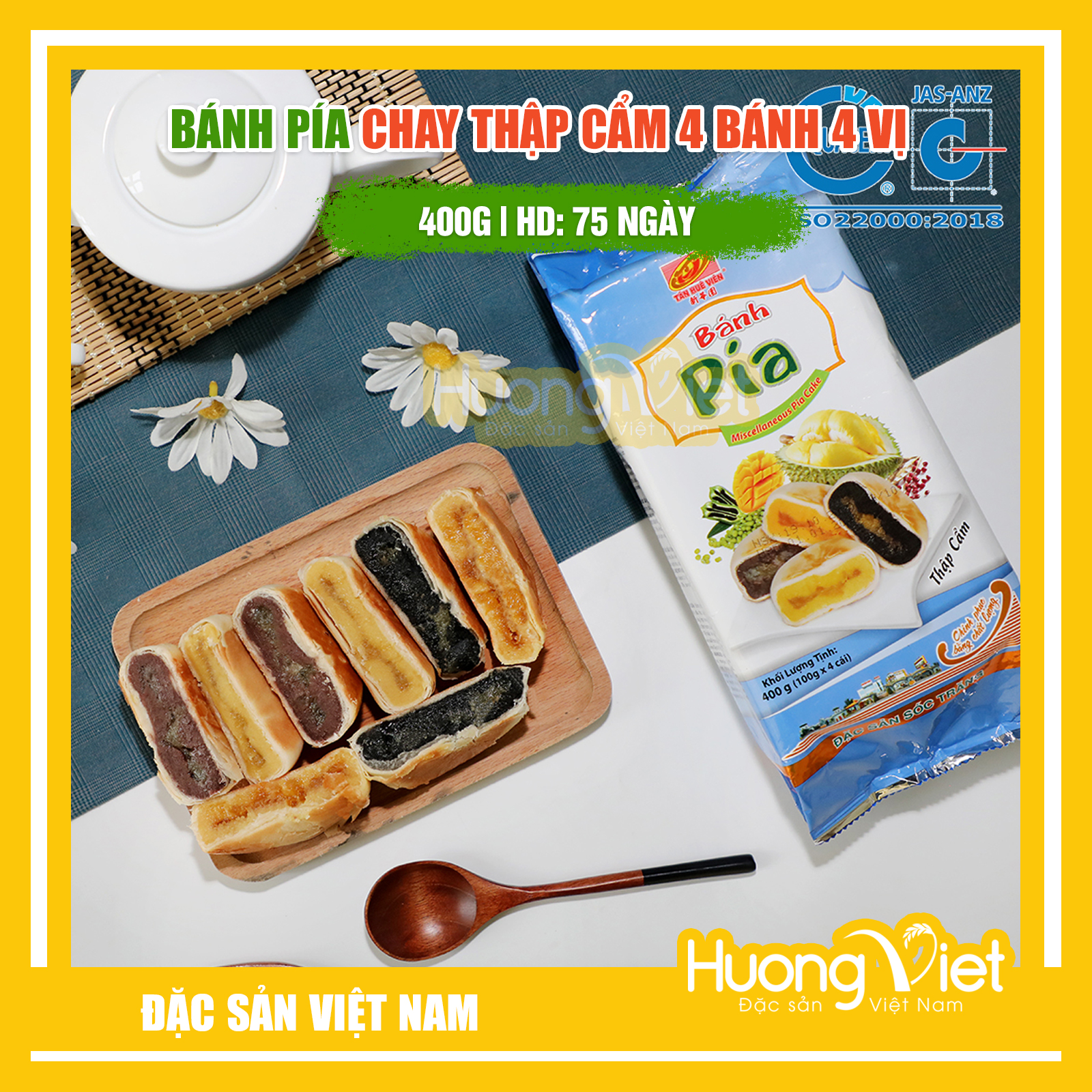 Đặc Sản Sóc Trăng - Bánh Pía Chay Thập Cẩm 4 Vị Khác Nhau 400G, Bánh Pía Chay Sóc Trăng Tân Huê Viên