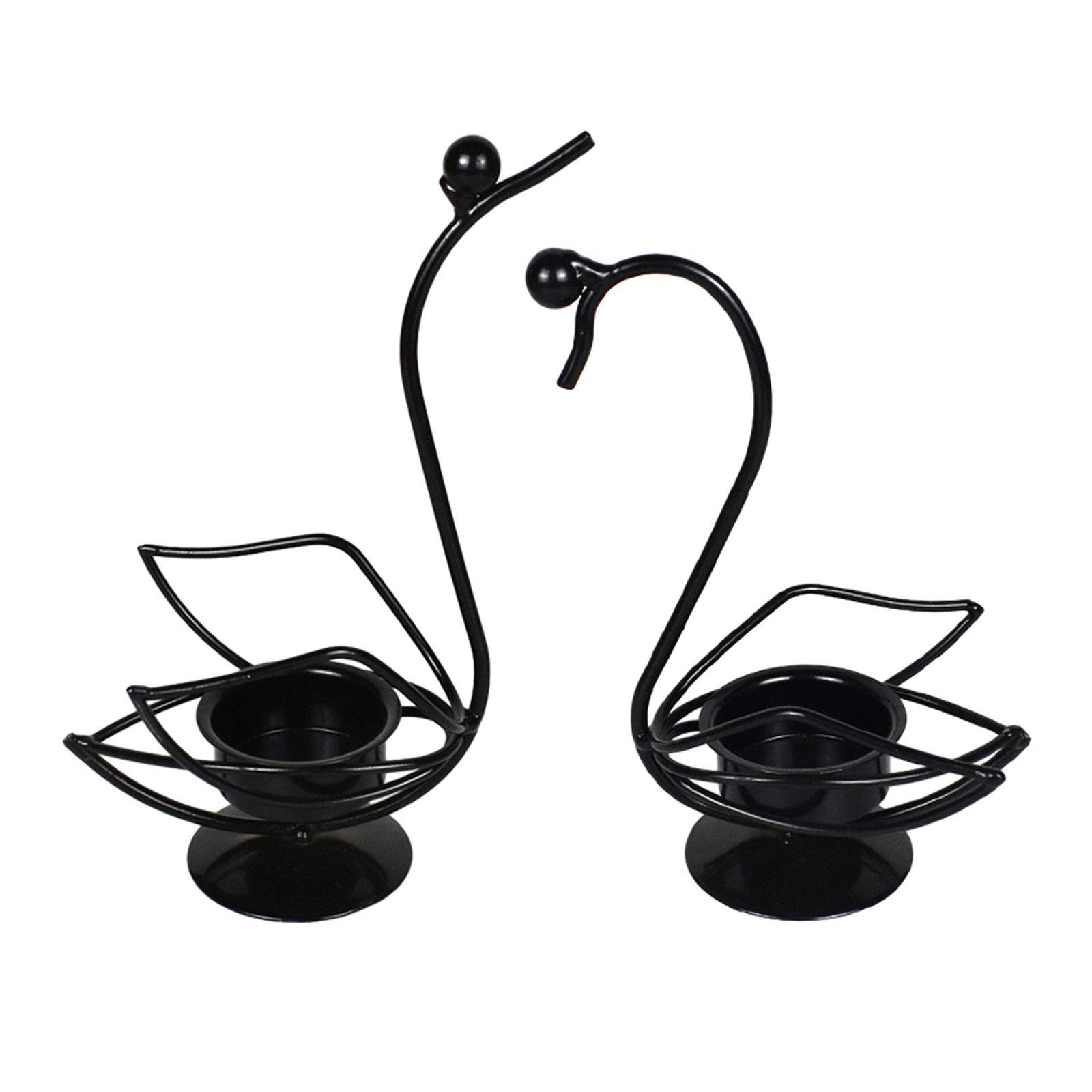2x Swan Candle Holder Candelabra Elegant Nordic Iron Candlestick Candle Stand for Dining Table Living Room Home Holiday Decor