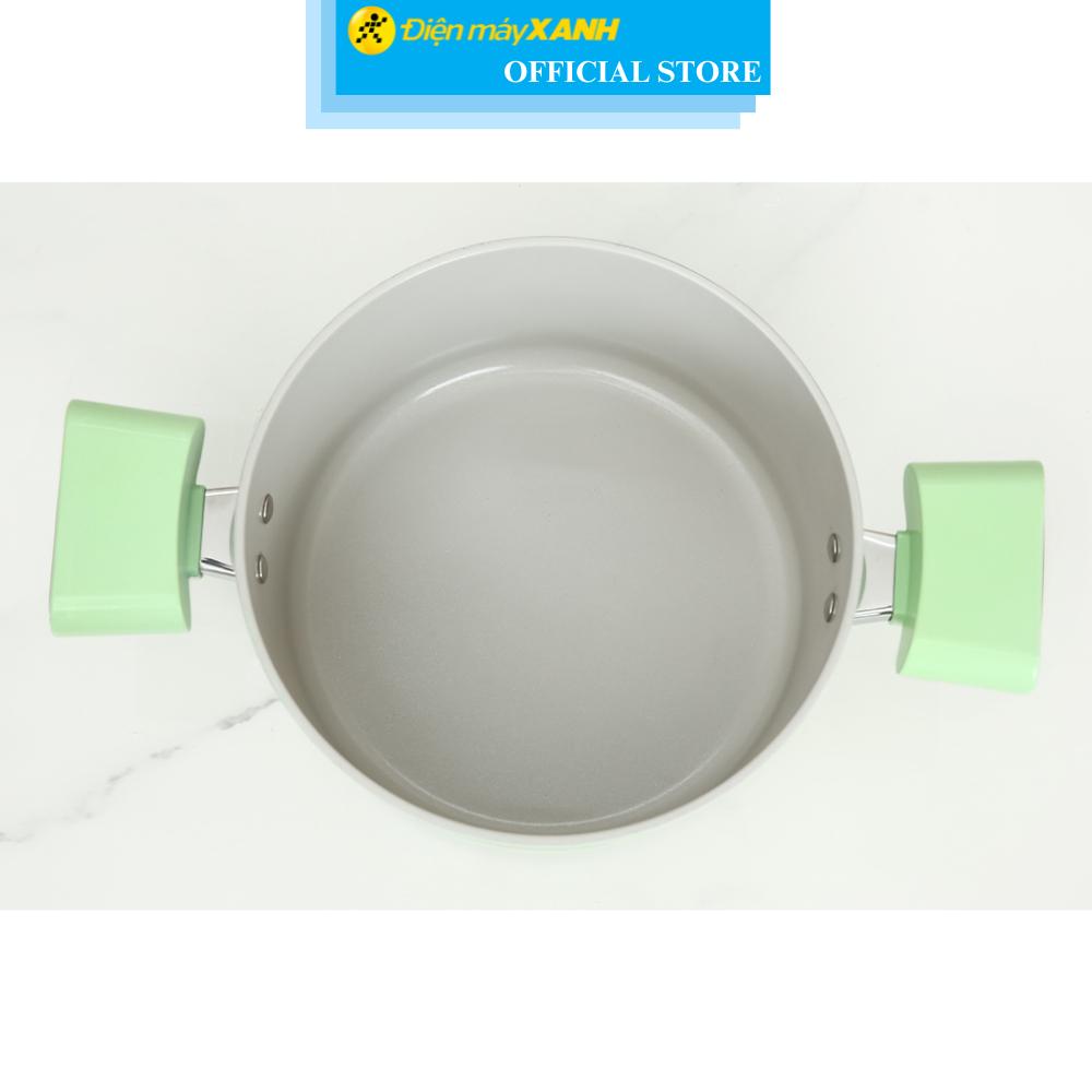 Nồi nhôm men sứ chống dính nắp kính 20 cm Elmich Hera II EL-5203GY20 - Hàng Chính Hãng