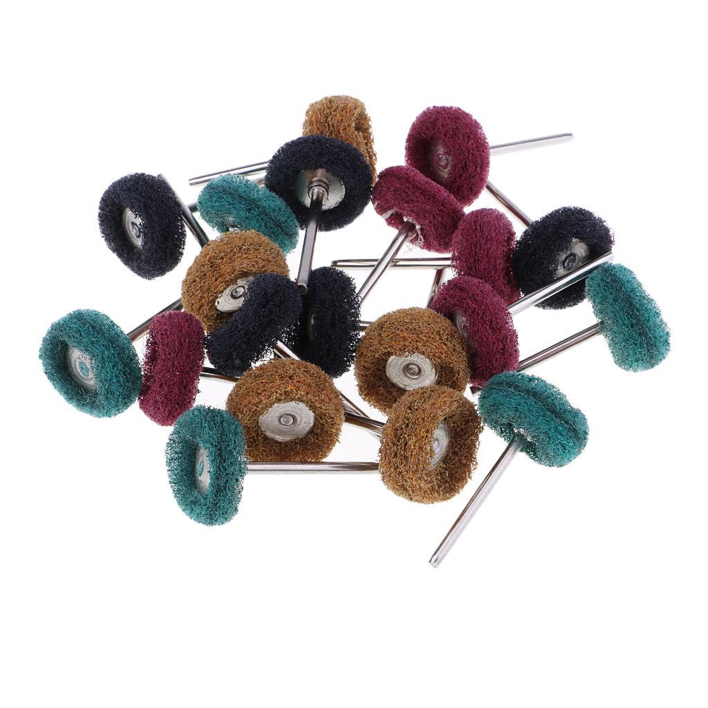 20 Pieces Mini Brush Scouring Pad Abrasive Wheel Nylon Fiber Grinding Sanding Head Buffing Polishing Wheel 1'' 25mm Set For Rotary Tools