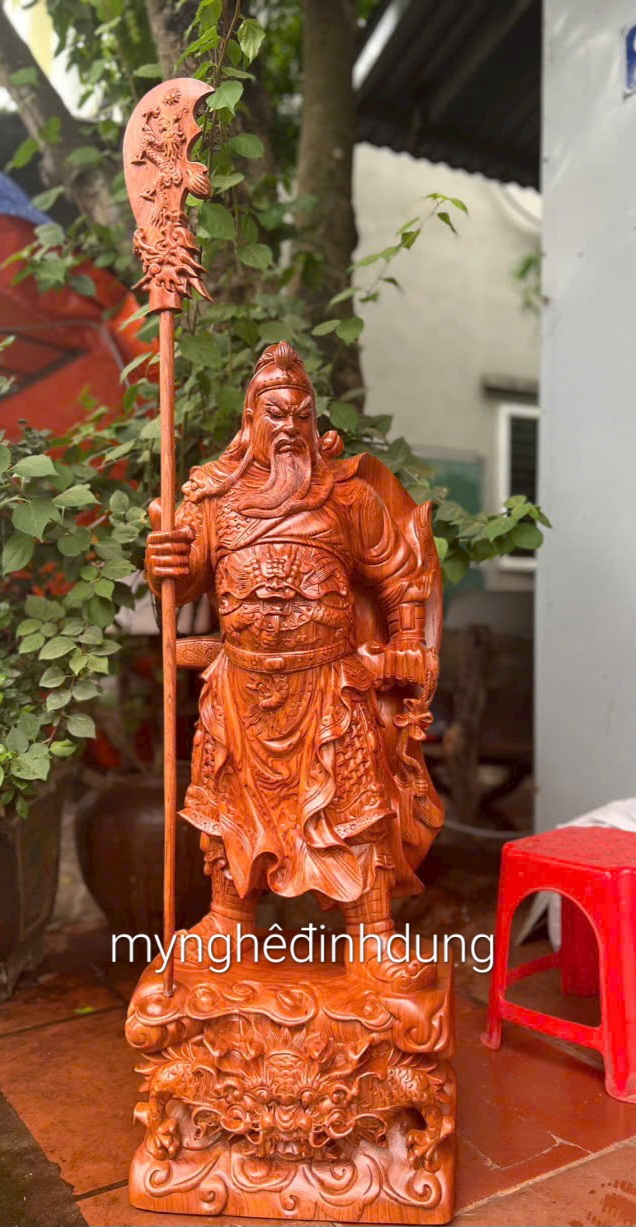 Tượng quan công trấn ải bằng gỗ hương đá quá đẹp kt cao 100x37x24cm