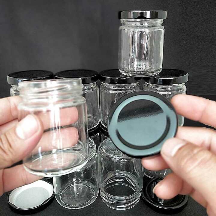 Hũ Chưng Yến Thủy Tinh 100ml mẫu Trụ Tròn - nắp thiếc đen - hũ đựng gia vị, sữa chua, tổ yến, mật ong, dầu dừa, sữa ong chúa, thực phẩm, mỹ phẩm