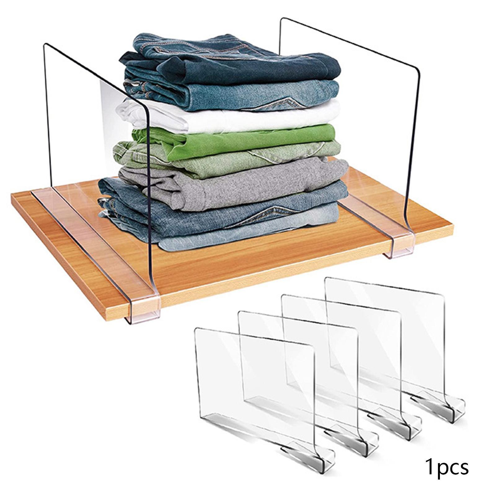 Acrylic Shelf Divider Clear, Easily Install ,Saving Space, Shelf Separator Closet Shelf Divider for Books Separator Sweater Shirts