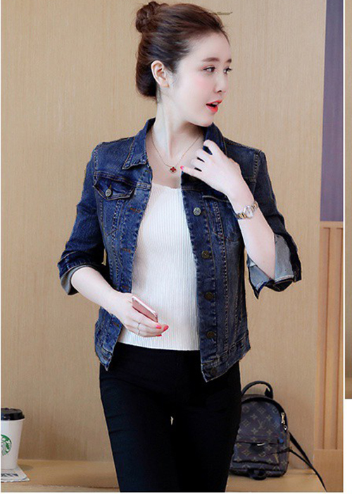 Áo Khoác Jean Nữ Duyên Dáng Thêu Ong