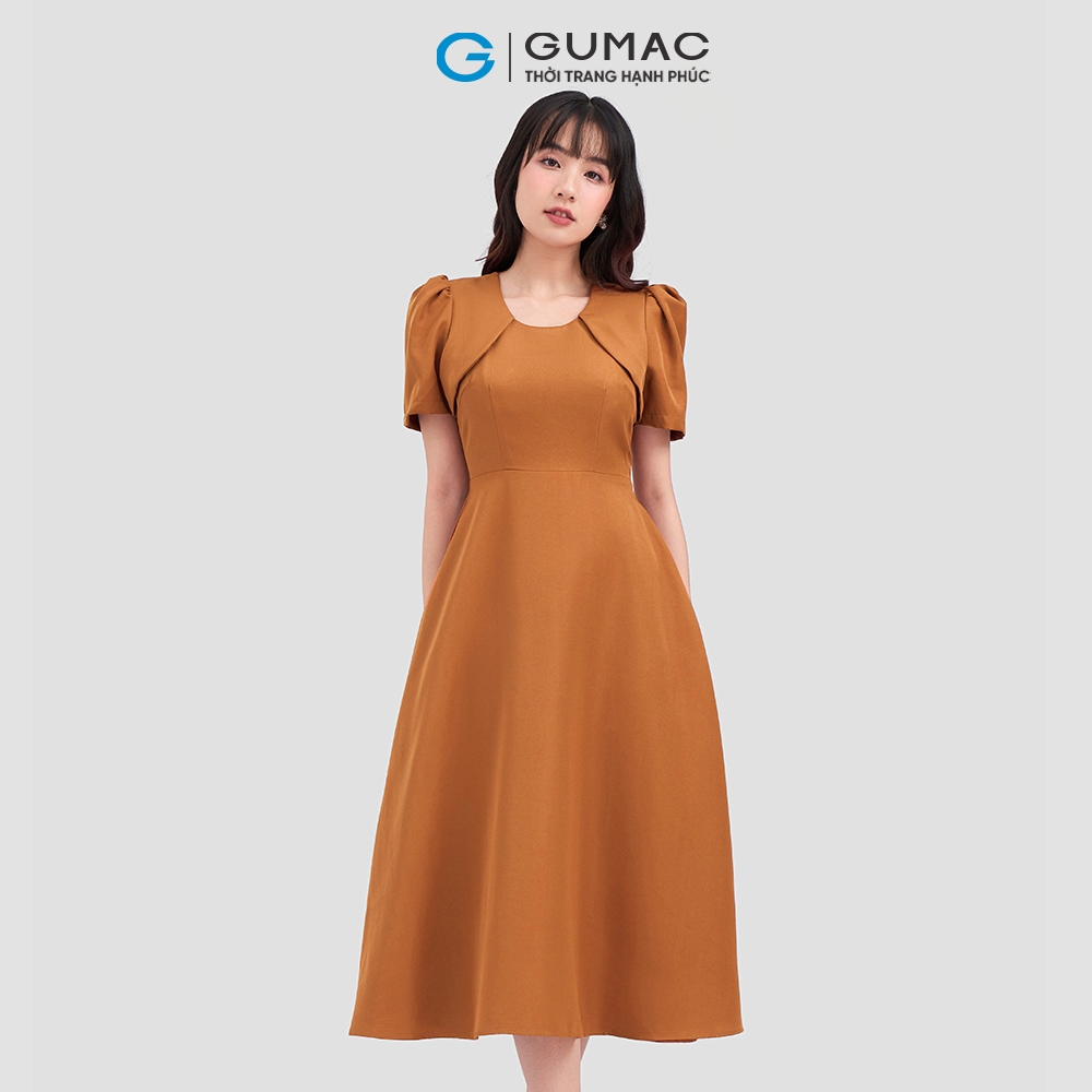 Đầm xòe GUMAC LD1117 tay nhún thanh lịch