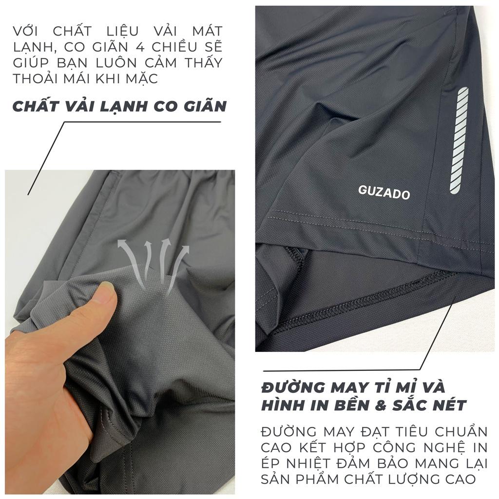 Quần Short Nam Thể Thao Guzado Cao Cấp Chất Thun Lạnh,Mát Mẻ,Co Giãn Thoải Mái Vận Động GSR05.HN