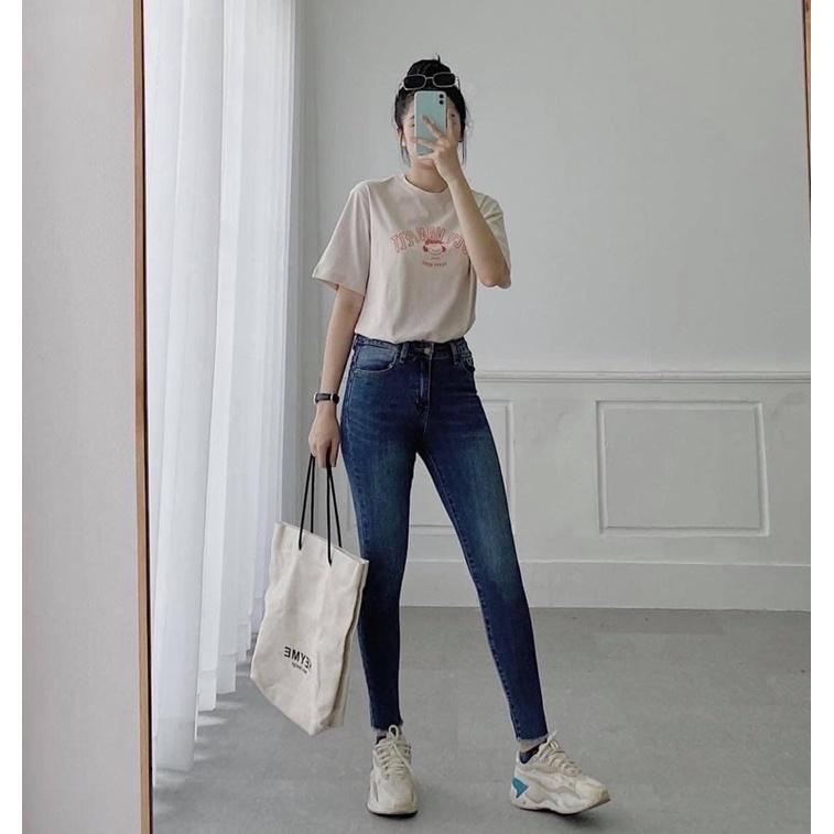 Quần jean nữ skinny lưng cao phom 92cm chất co giãn thoải mái ôm tôn dáng