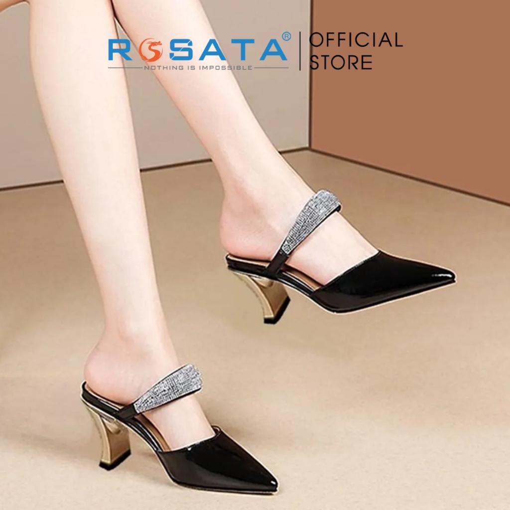Giày cao gót nữ ROSATA RO440 mũi nhọn quai ngang kim tuyến gót cao 5cm xuất xứ Việt Nam - TRẮNG, TRẮNG