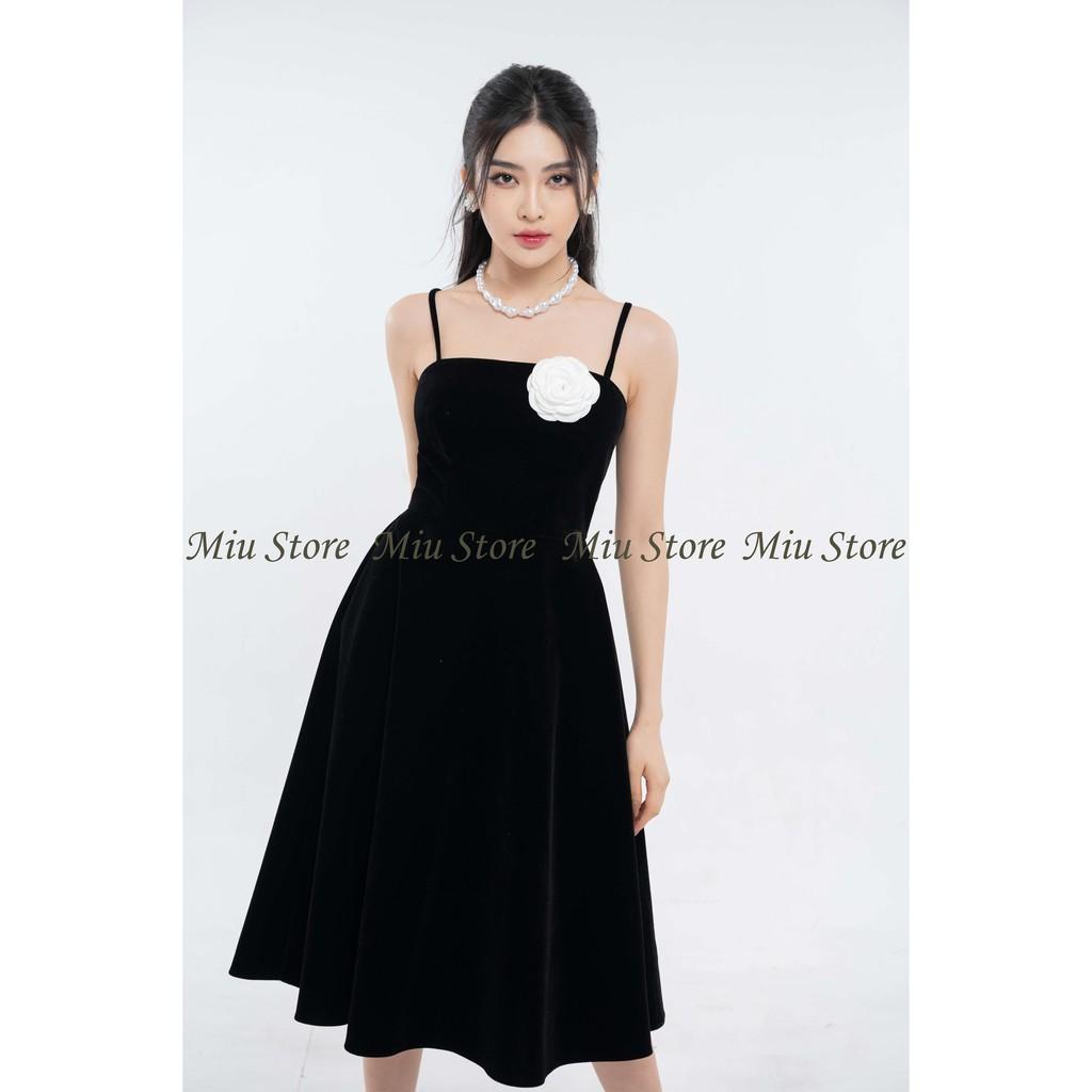 Đầm nữ thiết kế hai dây croptop nhung lì kèm vest cao cấp MIUSTORE AV00007 - D00247