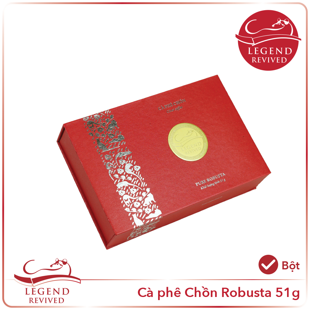 Cà phê Chồn Robusta 51 gram - Hộp giấy Mĩ thuật