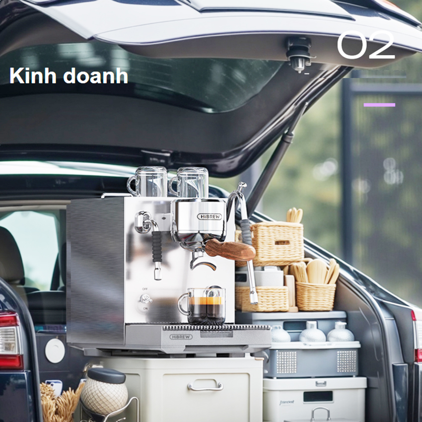 [ Hàng chính hãng] Máy pha cà phê Espresso, Cappuccino, Latte - Dòng chuyên nghiệp. Thương hiệu Mỹ cao cấp HiBREW - H21