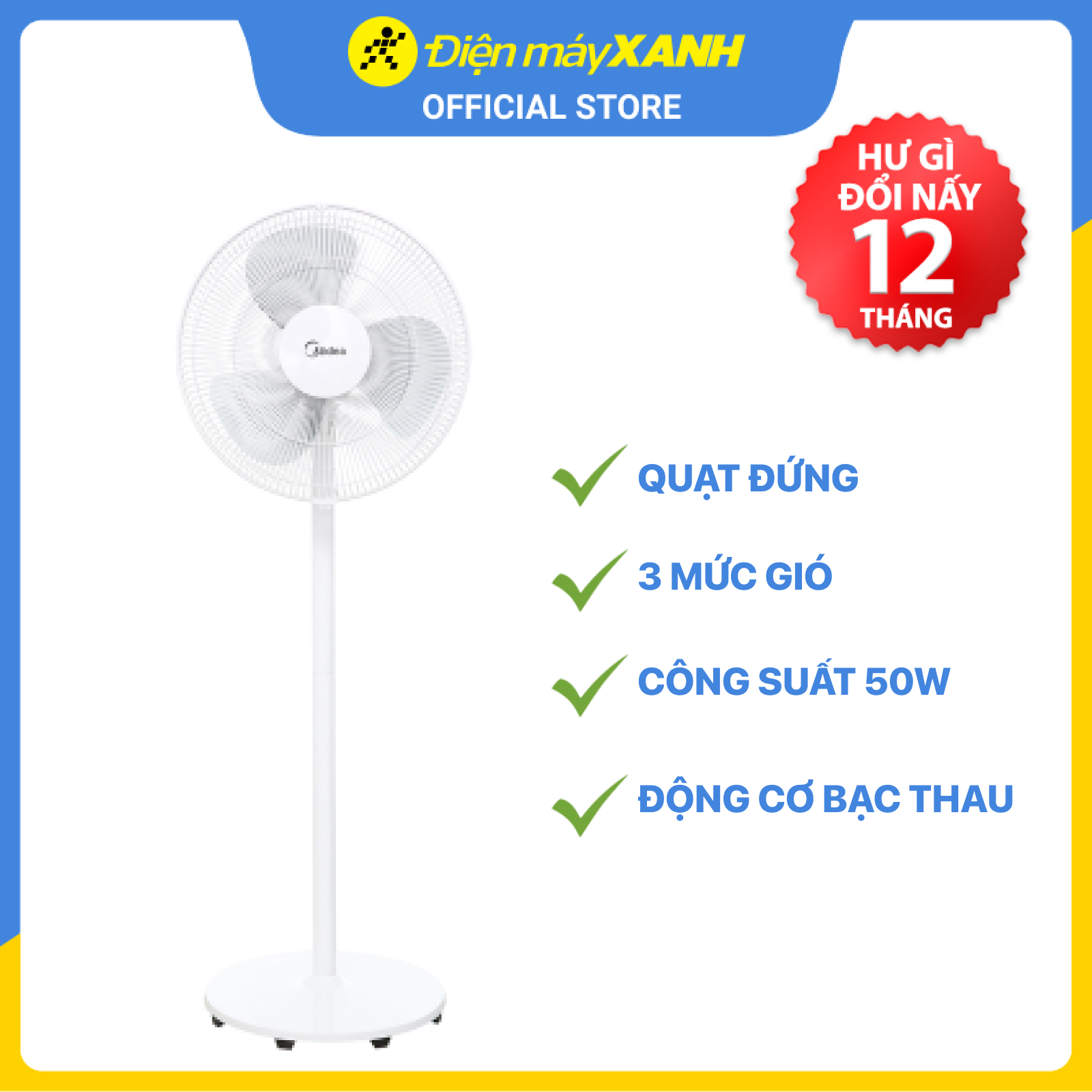 Quạt đứng MIDEA FS40-18C phiên bản màu đen sang trọng - Hàng chính hãng