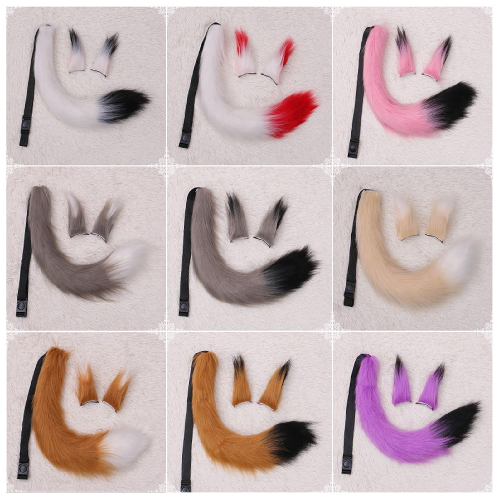 Faux Ears and Tail Set Fancy Dress Costume for Birthday Carnival Party