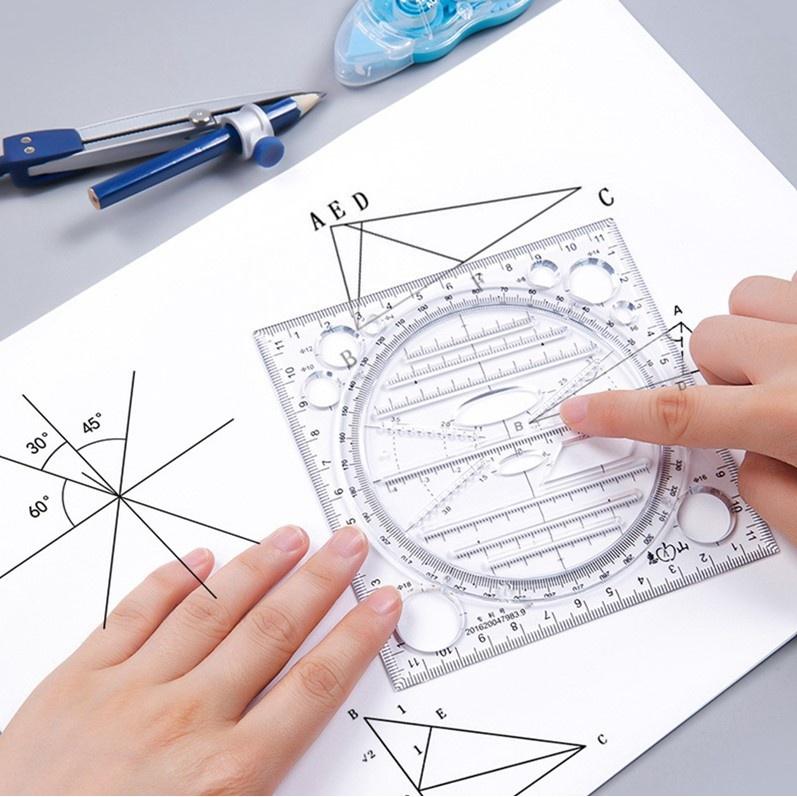 Thước Vẽ Hình Học Đa Năng - Dụng Cụ Học Tập Toán Học Hình Học, Cho Học Sinh, Sinh Viên