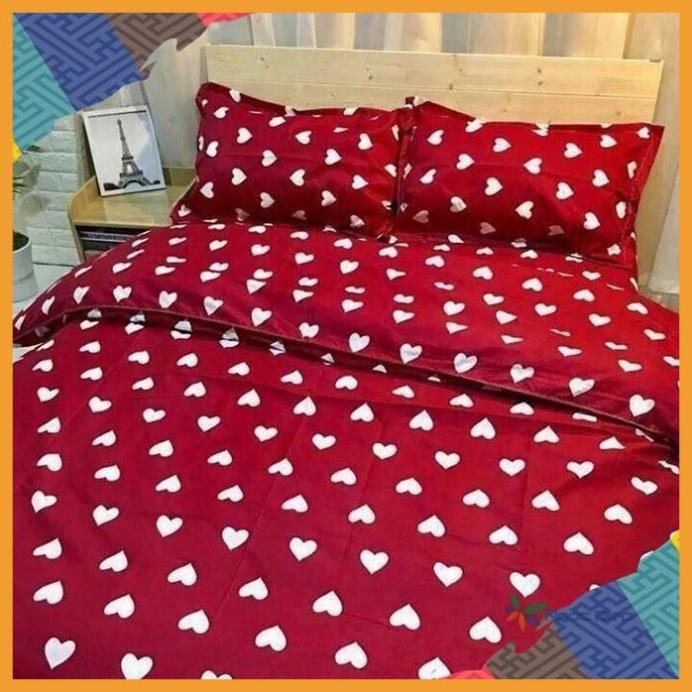 Bộ ga gối poly cotton tim đỏ