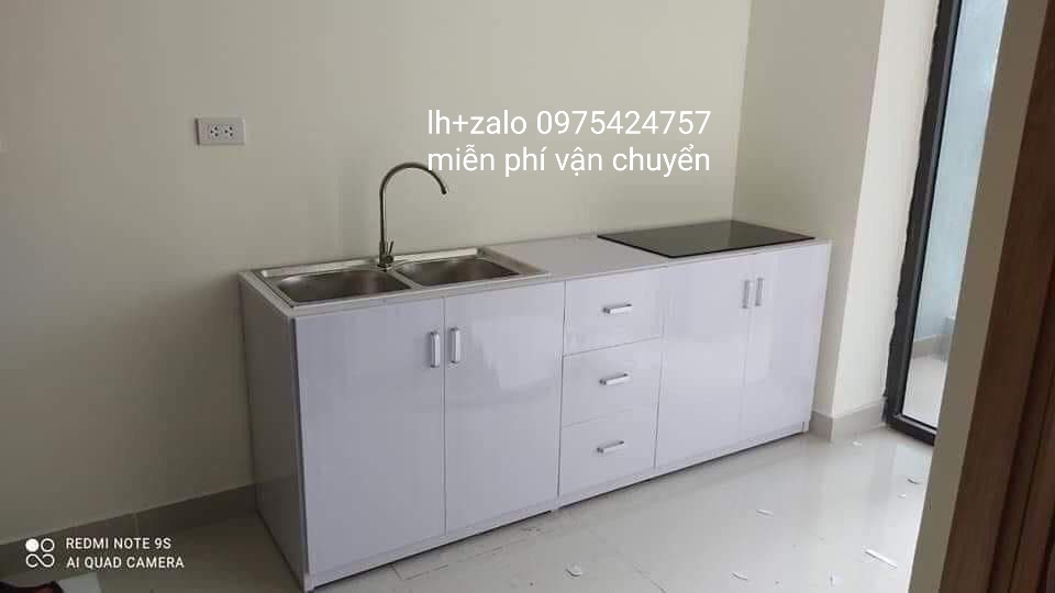 Tủ bếp 2 chậu mặt gạch nhựa đài loan