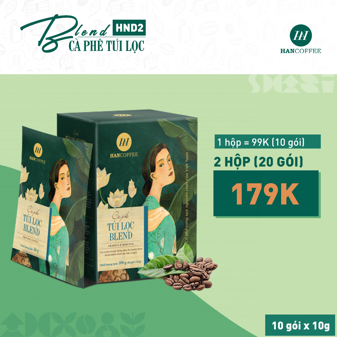 Cà Phê Túi Lọc Blend HANCOFFEE Đắng Nhẹ, Ngọt Sâu Hộp 10 gói - HND2