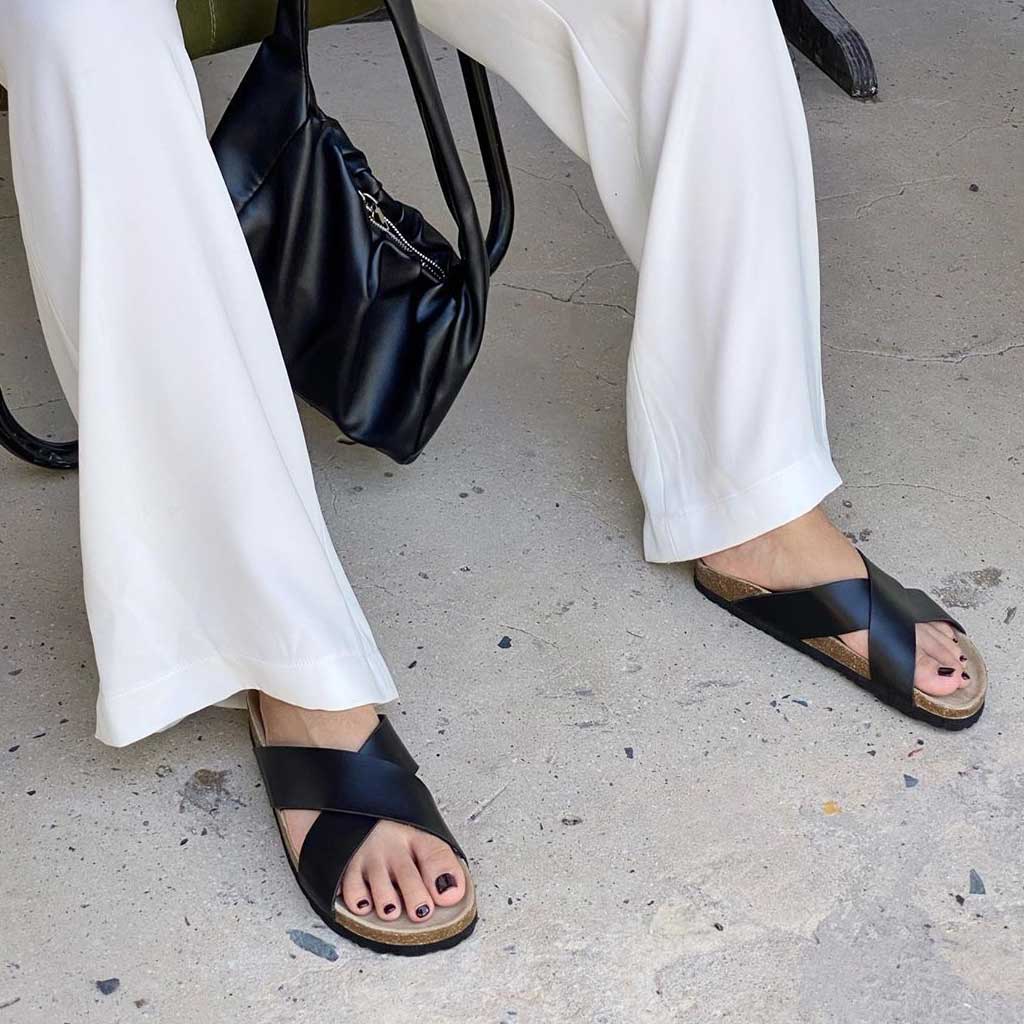 Dép đế trấu Unisex - Hai quai chéo thời trang