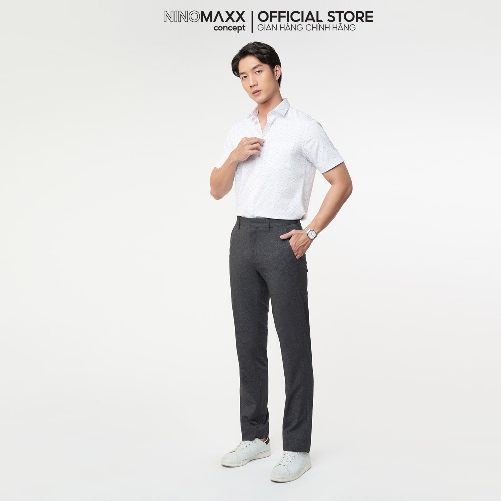 N&amp;M Áo sơ mi trắng Nam vải Bamboo in form slim fit 2101045