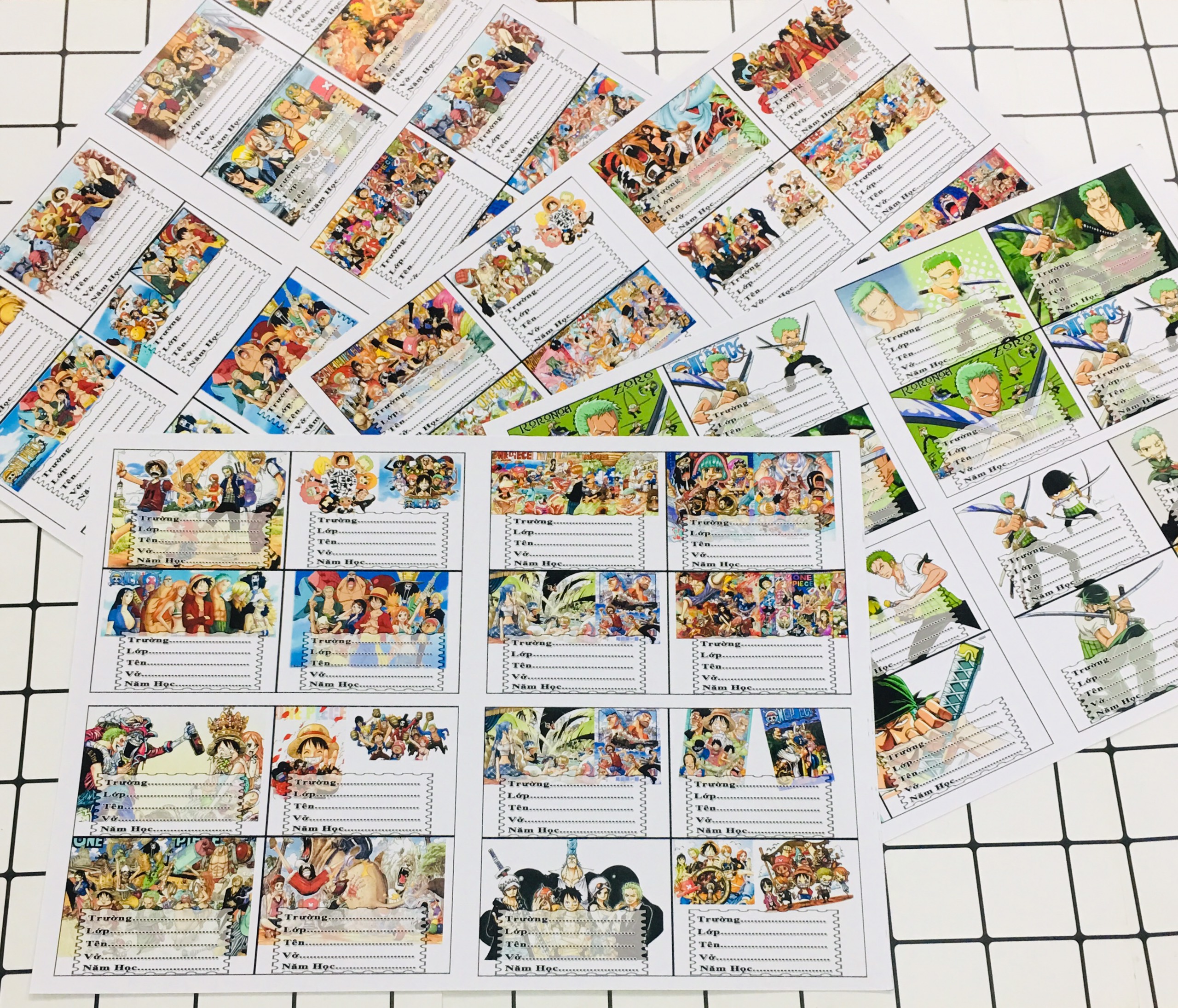 Combo 80 nhãn vở One Piece